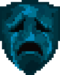 Threshold icon: a pixel-art teal sorrow mask.